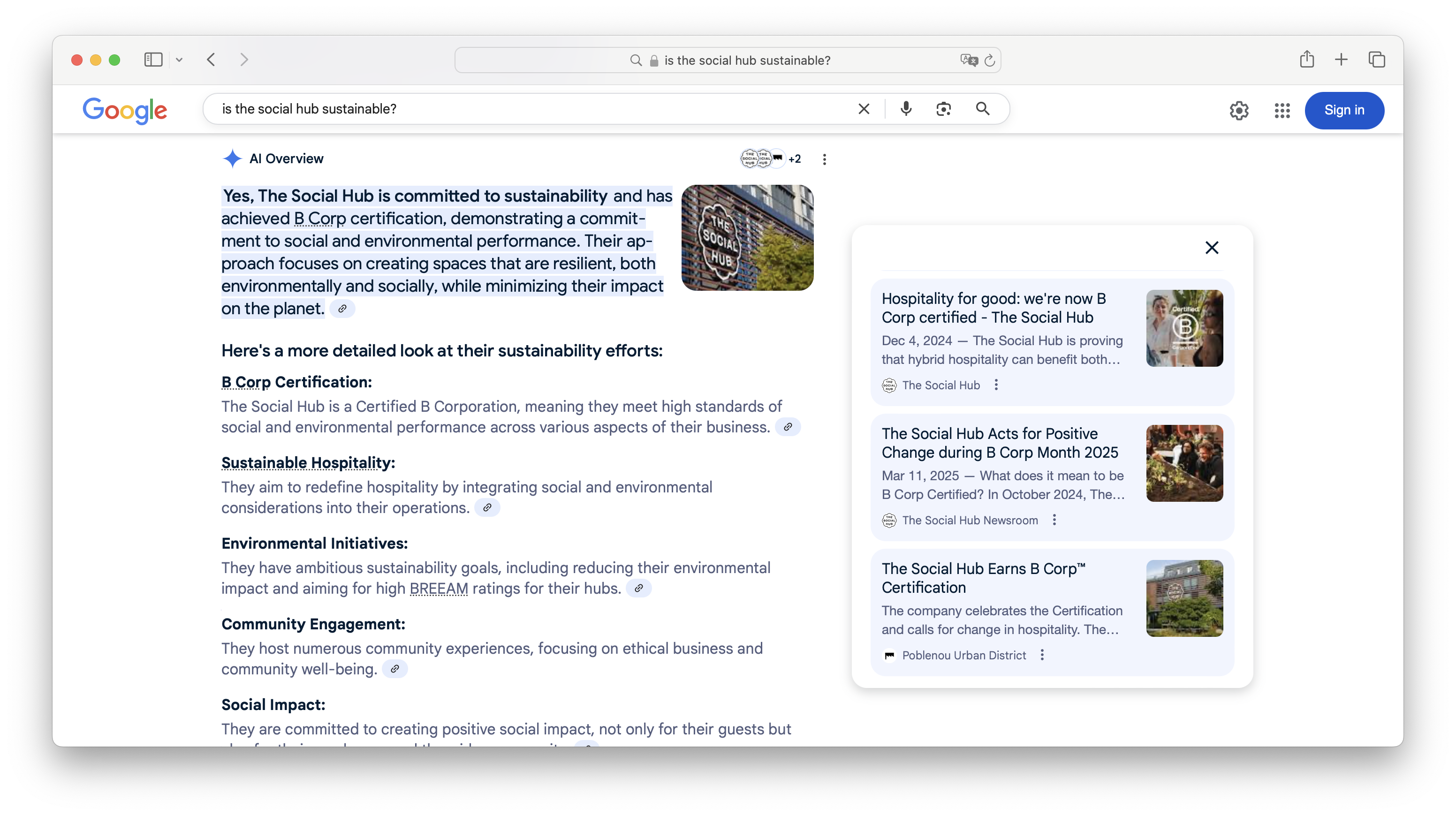 Google search results - The Social Hub