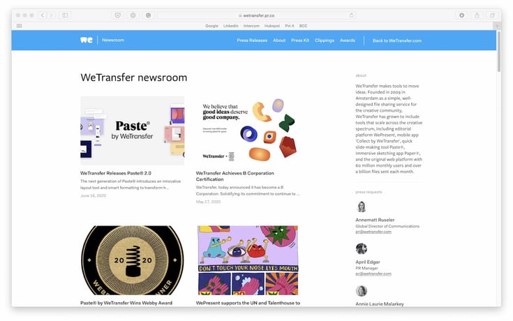 Wetransfer newsroom june 2020