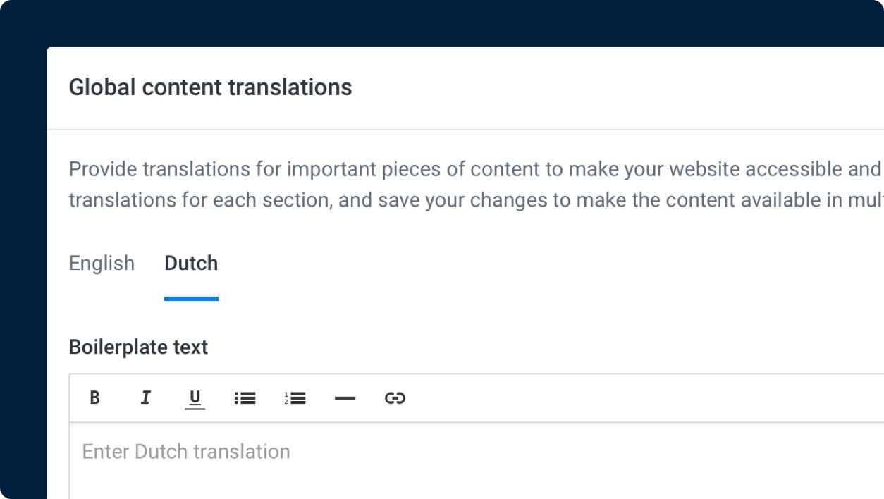Zoomed-in screenshot of global content translations in PR.co application